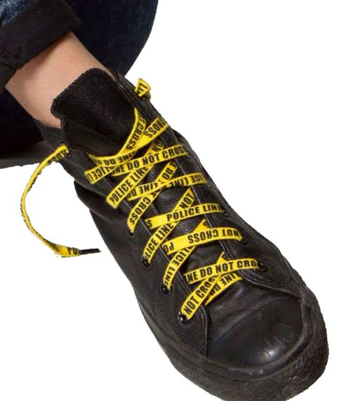caution tape laced black converse sneakers